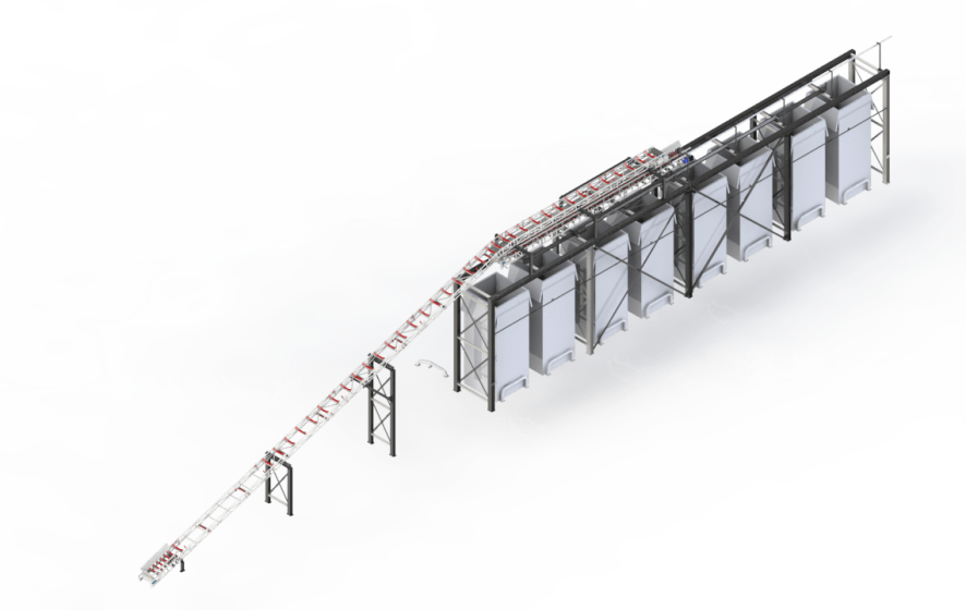Render van een container vulsysteem